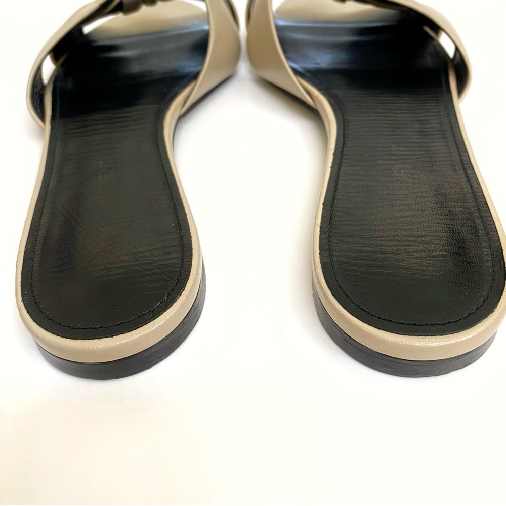 SAINT LAURENT beige tan Bianca knot flat slide sandals - Picture 4 of 10